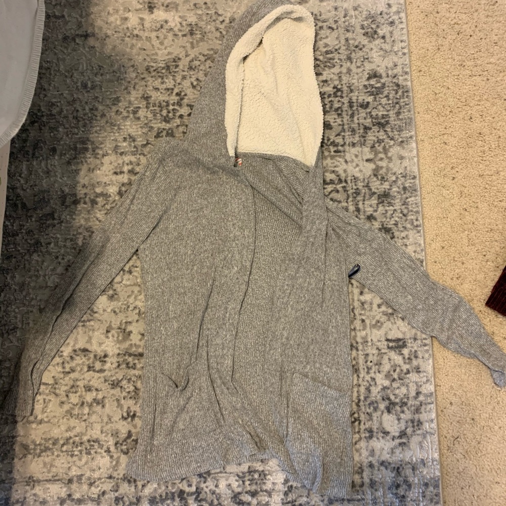 soft grey and white cardigan